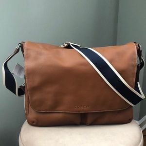 COACH leather HWL Messenger bag in saddle brown. NEVER USED.